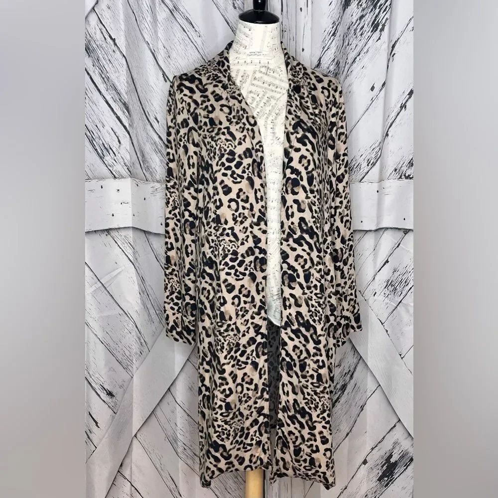 Philosophy leopard printed notch collar duster jacket cardigan M